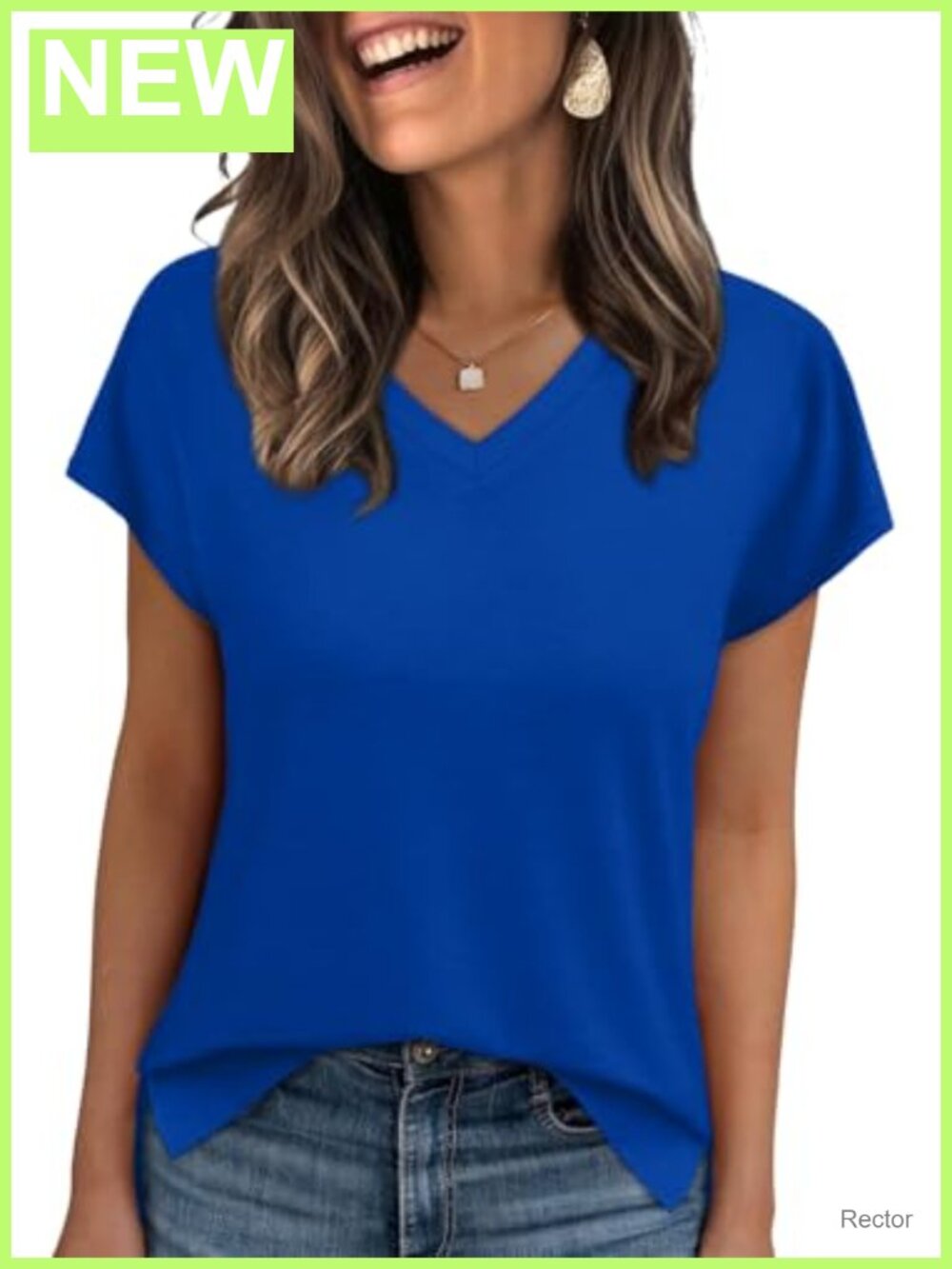 Womens V Neck T Shirt Short Sleeve Loose Fit Split Hem Casual Summer Top
